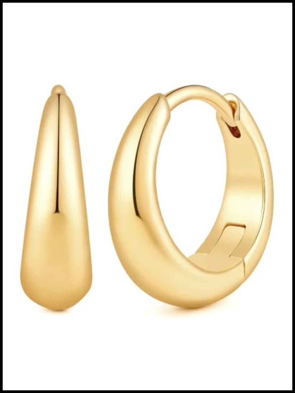 14K Gold Plated Hoop Earrings for Women - Thick Chunky Huggie Hoops - 5 Sizes